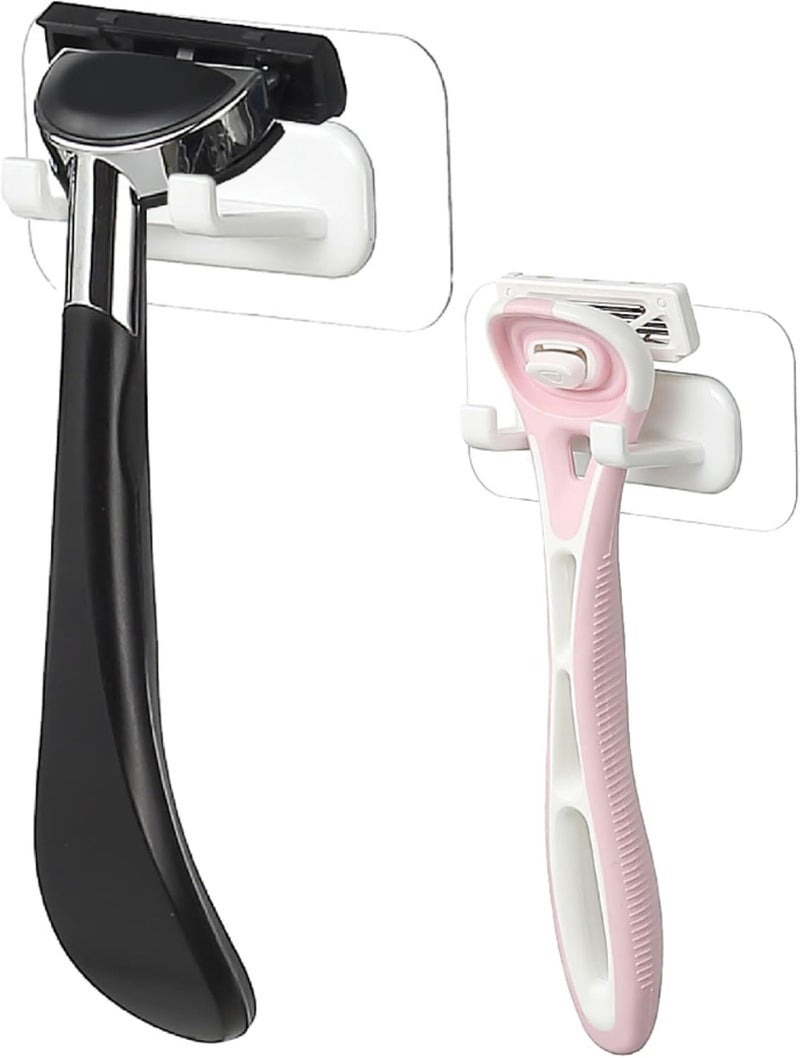 H HOOK LAB Hook LAB Self-Adhesive Shower Razor Holder, 2-Pack, Removable & Reusable Waterproof Hooks, for Towels, Bath Accessories, Kitchen & Bathroom Use - White - Image 1